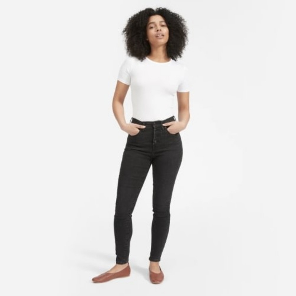 Everlane High Rise Button Fly Skinny Jean